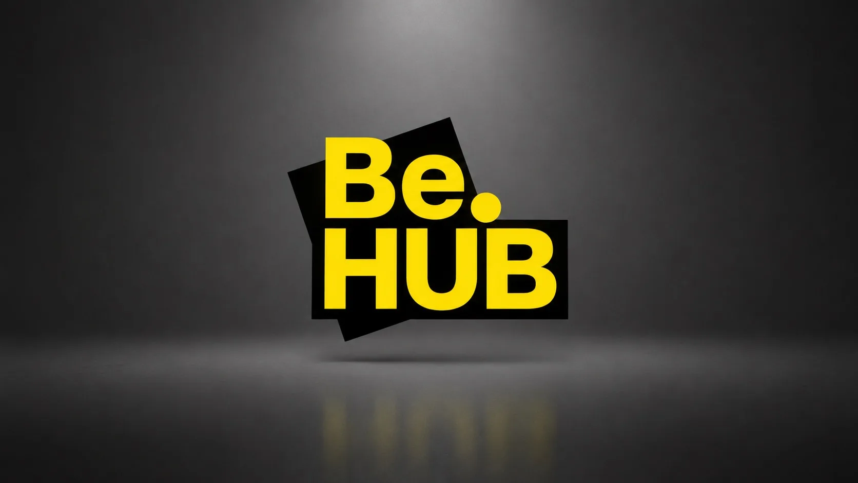 Логотип BE.HUB на темном фоне