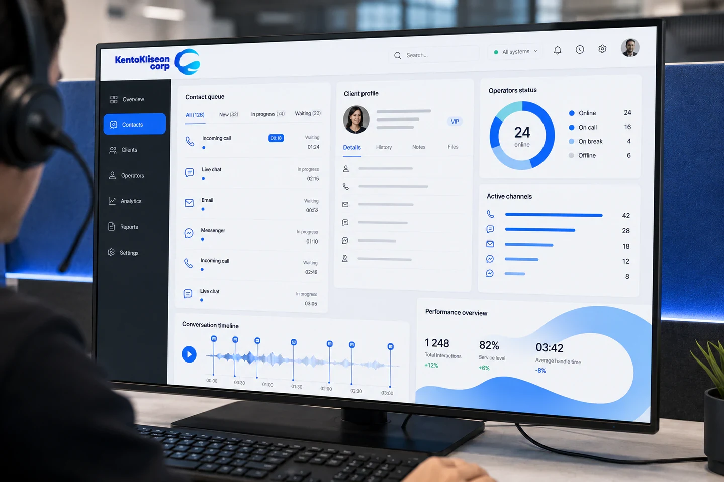 Интерфейс рабочего места оператора Kentokliseon