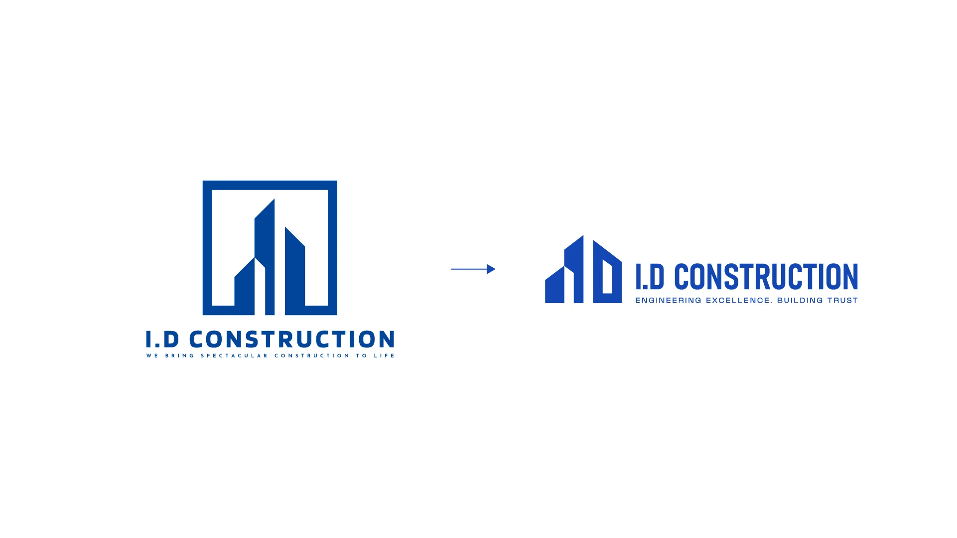 Редизайн логотипа I.D Construction: прежняя и обновленная версии