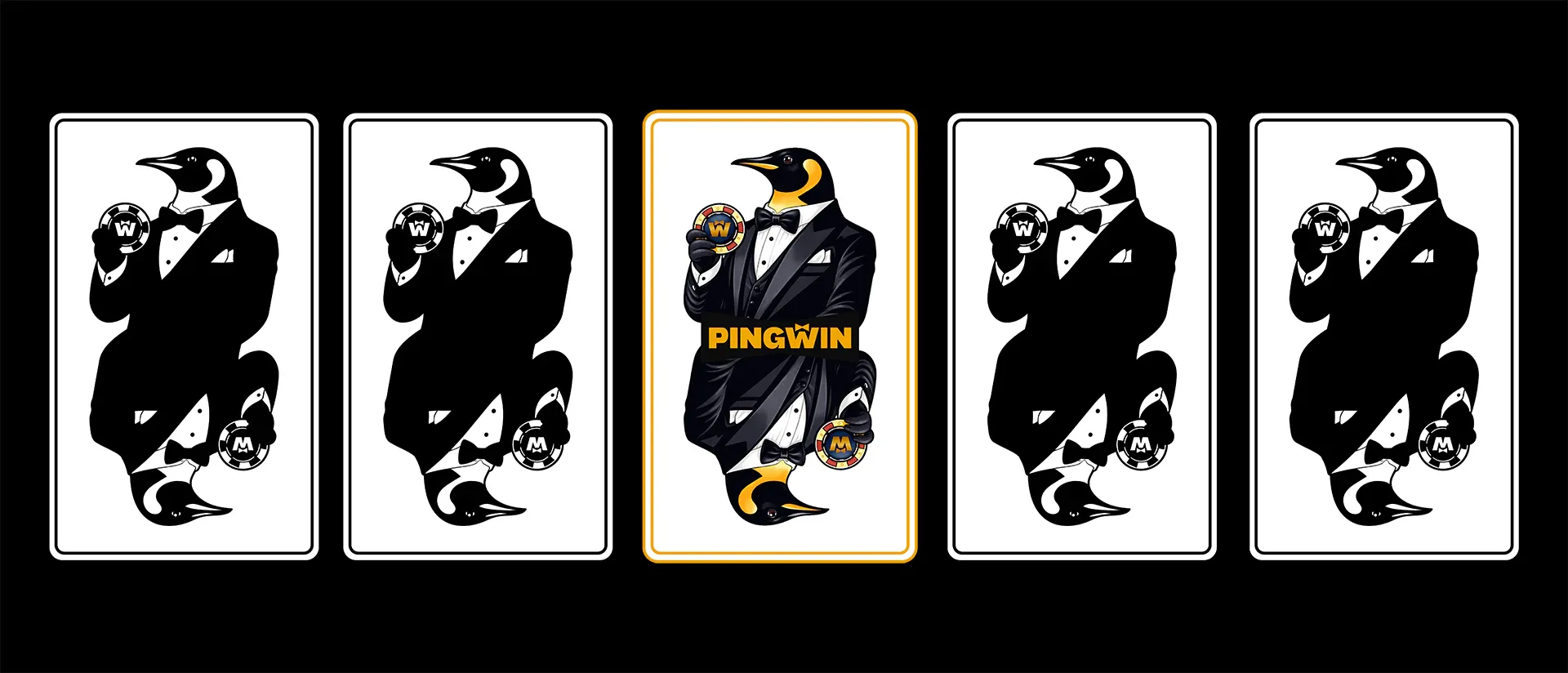 Композиция с маскотом PINGWIN в образе игральной карты