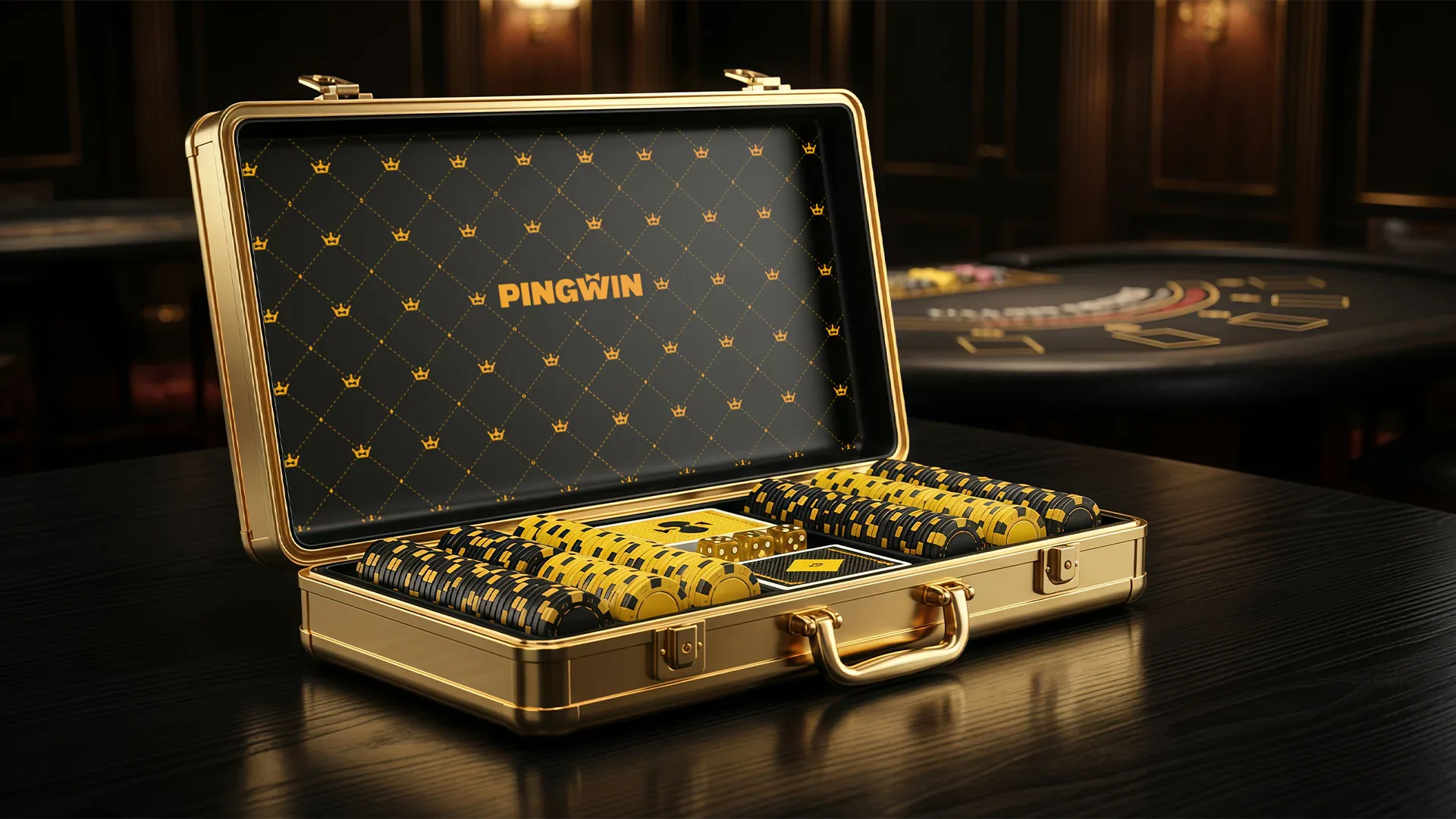 Подарочный чемодан с игровыми фишками PINGWIN
